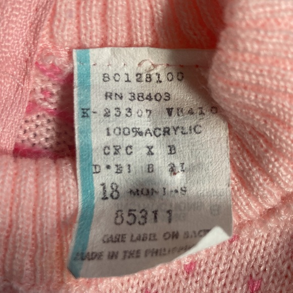 VNTG Sweater & Vest Set Girls Pink w/Ducks Clouds Hearts Size 18 month 90's Y2K - Picture 7 of 13